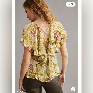 By Anthropologie Sheer Flutter Blouse NWT Size Small